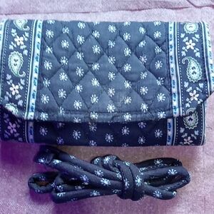 Vera Bradley Seaport Navy Blue Over Shoulder Purse/ Clutch.